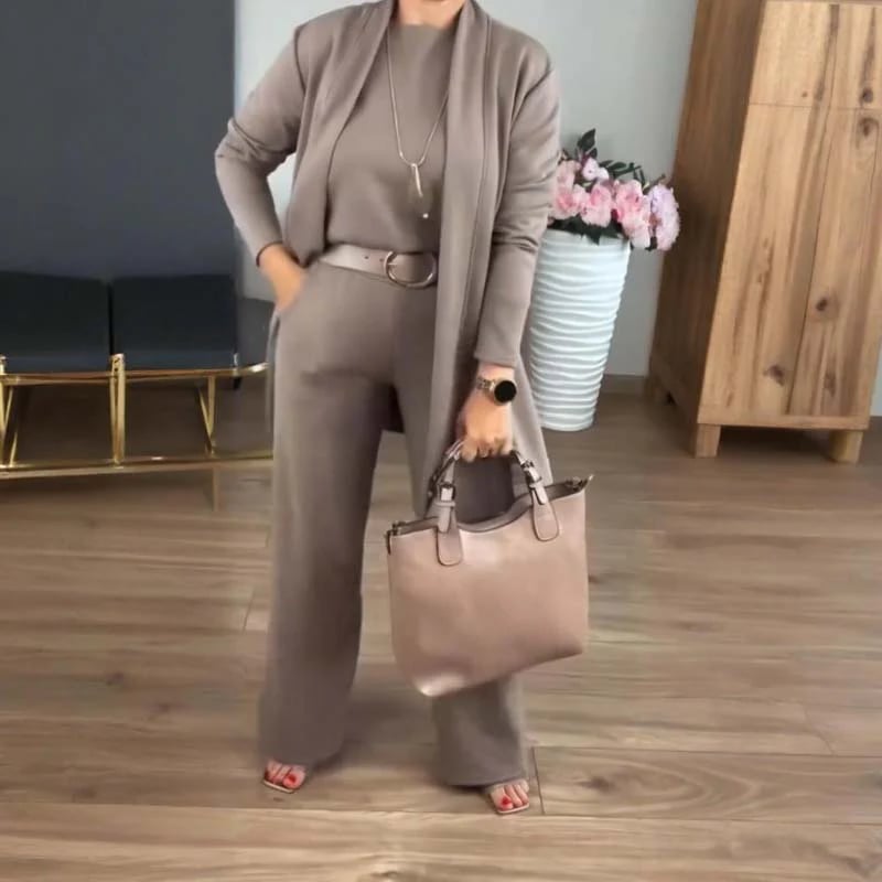 ⏳Vremenski ograničena ponuda⏰Elegantni set od tri dela, uključujući dugačak kardigan, majicu i pantalone💞