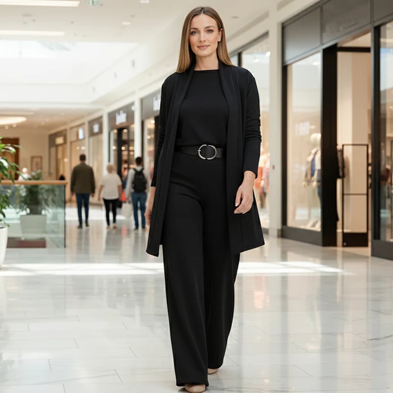 ⏳Vremenski ograničena ponuda⏰Elegantni set od tri dela, uključujući dugačak kardigan, majicu i pantalone💞