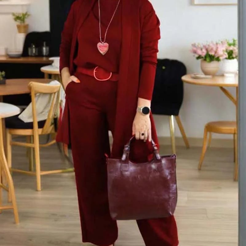 ⏳Vremenski ograničena ponuda⏰Elegantni set od tri dela, uključujući dugačak kardigan, majicu i pantalone💞