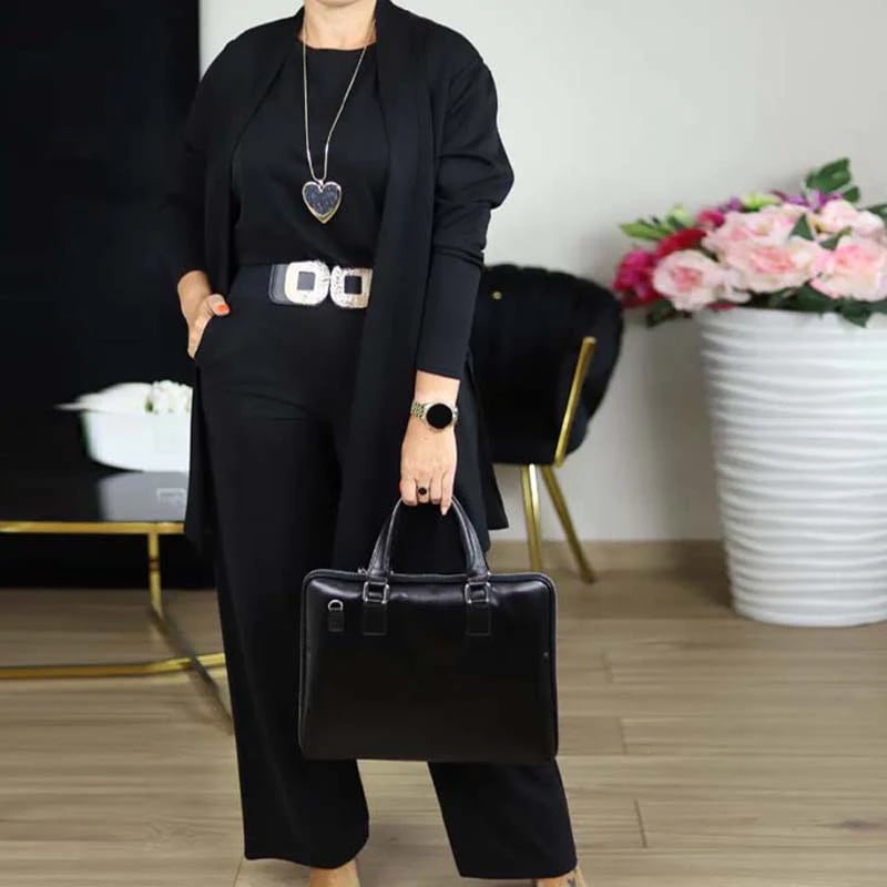 ⏳Vremenski ograničena ponuda⏰Elegantni set od tri dela, uključujući dugačak kardigan, majicu i pantalone💞